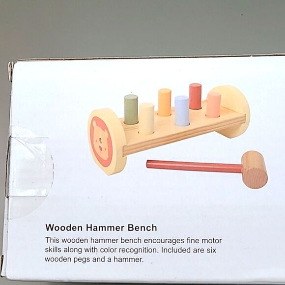 Wooden Hammer Bench for 2+ Kids, it Rolls, NWOT - Picture 7 of 7